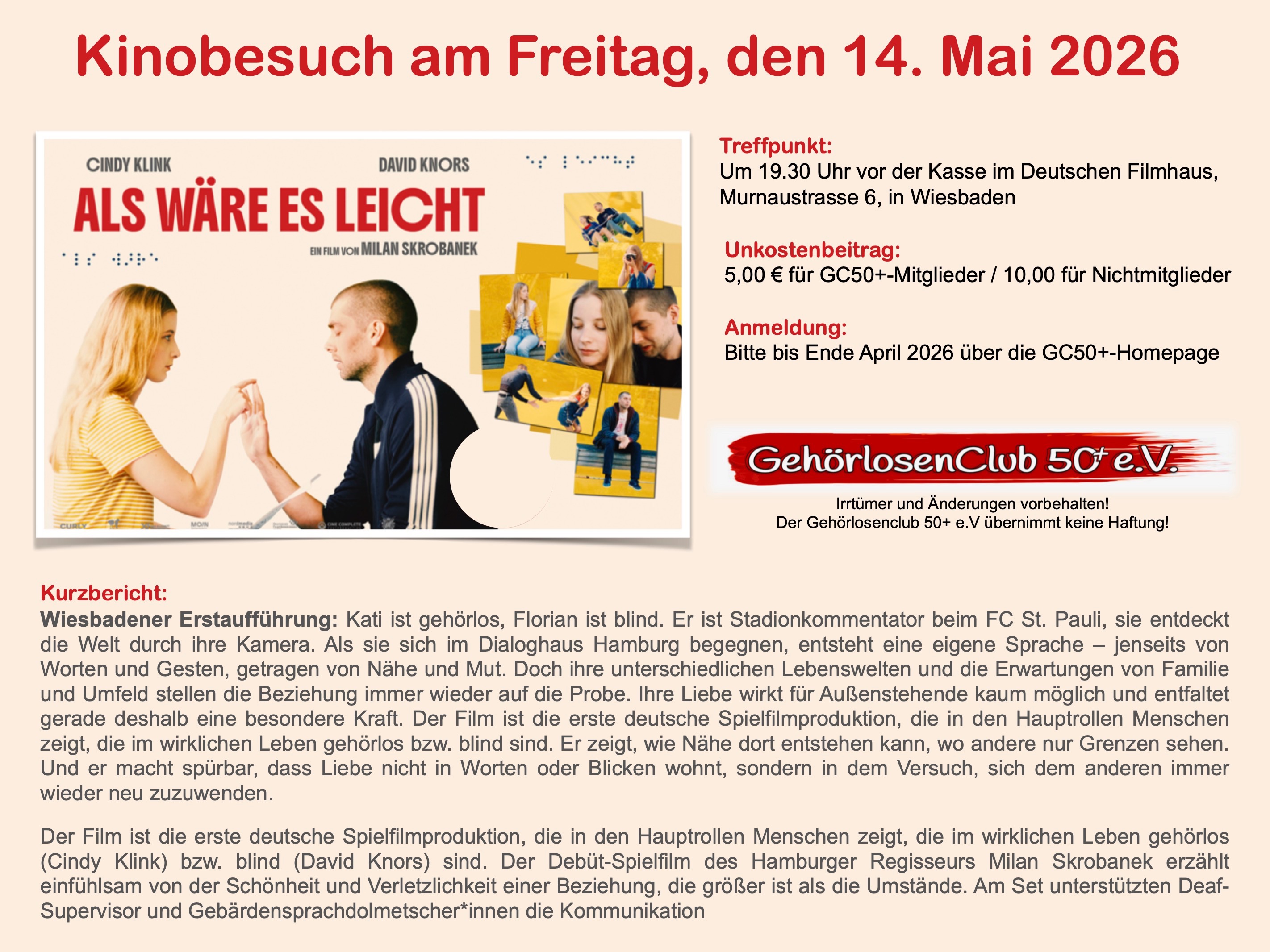 2026-05-14 • Kinobesuch „ALS WÄRE ES LEICHT“