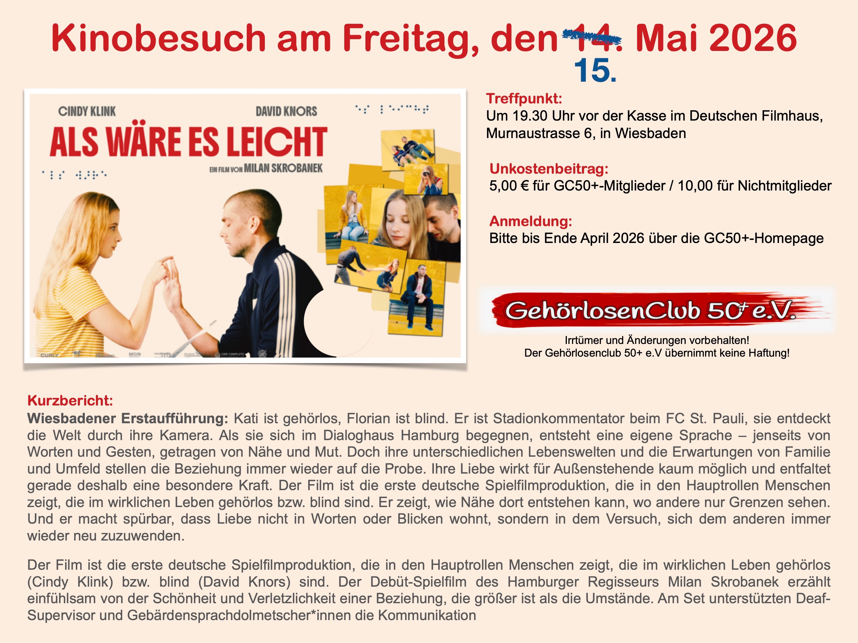2026-05-14 • Kinobesuch „ALS WÄRE ES LEICHT“